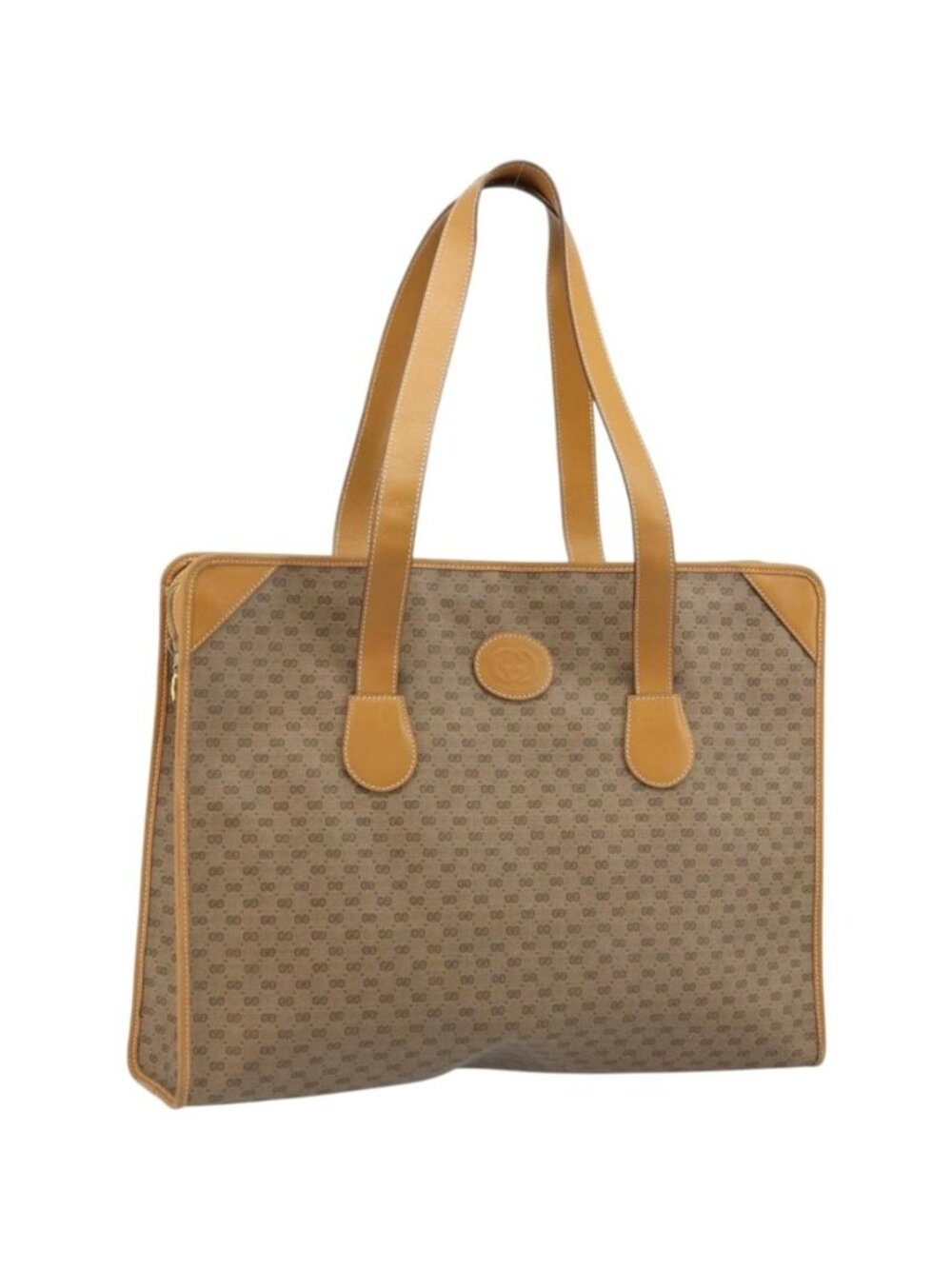 GUCCI Micro GG Supreme Tote Bag PVC Beige Gold
